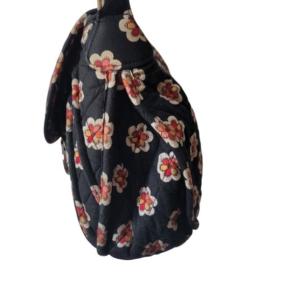 Vera Bradley Black Floral Quilted Shoulder Bag With Adjustable Strap & Silver Ri - Picture 5 of 12